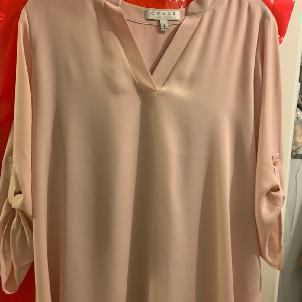 3/4 sleeve blush colored blouse